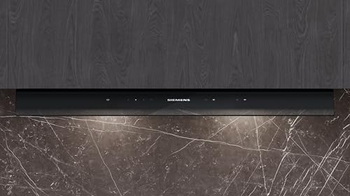 Siemens LJ97BDP60 iQ500, Integrierte Designhaube, 90 cm, Made in Germany, Nahtlose Integration, iQdrive Motor, Intelligente Dunstabzugsautomatik, Glasschirm, Klarglas schwarz bedruckt, Mattschwarz