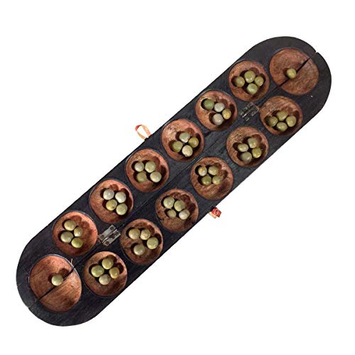 Africa Heartwood Project African Oware (Mancala) Seed Board Game - Extended Size - Hancarved, Solid Wood With Seeds And Instructions #TOP5