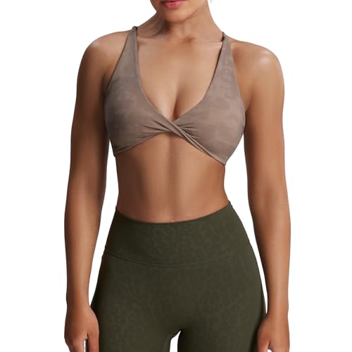 Image of Aoxjox Women's Workout Sports Bras Fitness Metamorph Sienna Twist Bra Yoga Crop Tank