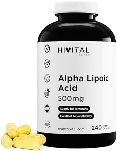 Alpha-Lipoic Acid (ALA) 500mg. 240 vegan capsules for 8 months ...