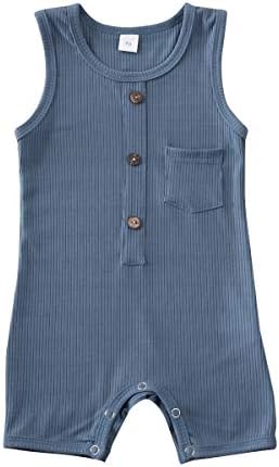 Baby Girl Boy Romper Bodysuit Solid Plain One Piece Jumpsuits Sleeveless One Piece Baby Clothes Outfits Summer (Blue, 6-12 Months)