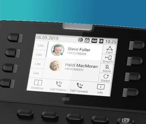 Snom D335 IP Telefon, SIP Tischtelefon, 2,7 hochauflösendes Farbdisplay, 12 SIP-Identitäten, 8 (32) Selbstbeschriftung, Funktionstasten, PoE, 2x Gigabit-Ethernet, Schwarz, 00004390