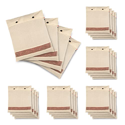 SOLSTICE Cotton Saree Cover/Saree Bags/Clothes Covers (Set of 24) big size of 16 x 14 (inches) for Clothes Storage bag, Travelling, Wardrobe Organizer with Mesh/Window (24),Off-White