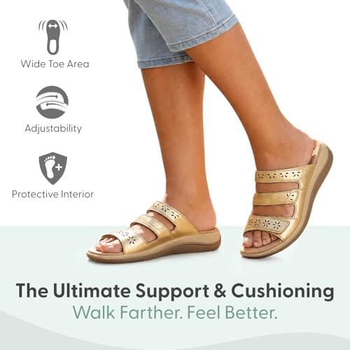 Image of Orthofeet Women's Orthopedic Sahara Adjustable Three-Strap Slide Sandal