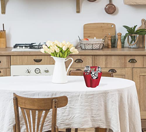 Farmhouse-Decor-4-Section-Ceramic-Silverware-Holder-Flatware-and-Cutlery-Caddy-Kitchen-Table-Organizer-Red Farmhouse Decor 4 Section Ceramic Silverware Holder Flatware and Cutlery Caddy Kitchen Table Organizer Red