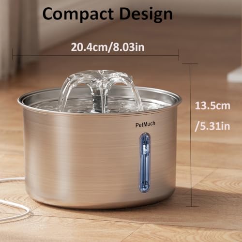 PetMuch Stainless Steel Cat Fountain, 102 oz/3L Automatic Pet Fountain for Cats and Small Dogs, Ultra-Quiet Pump with White LED Light, Water Level Window by PetMuch - Used condition - Image 8