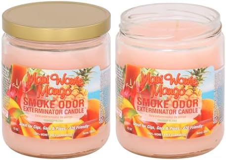 Smoke Odor Exterminator 13 oz Jar Candles Maui Wowie Mango, (2)