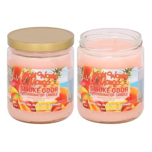 Smoke Odor Exterminator 13 oz Jar Candles Maui Wowie Mango, (2)