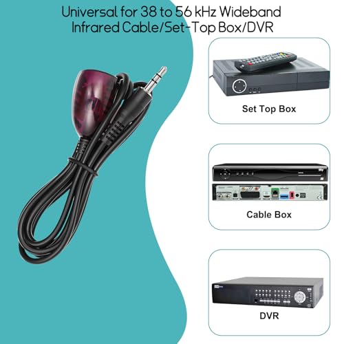Image of Herfair IR Receiver Infrared Remote Control Receiver with 3.5mm Plug for 38-56kHz Wideband Cable Boxes /AVR /DVR /STB /AV Equipments, Up to 25FT Control Distance, Plug & Play