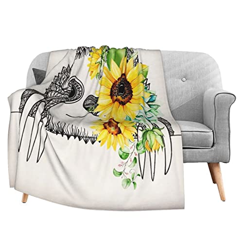 Delerain Sloth Sunflower Soft Throw Blanket 40"X50" Lightweight Flannel Fleece Blanket For Couch Bed Sofa Travelling Camping For Kids Adults #TOP3