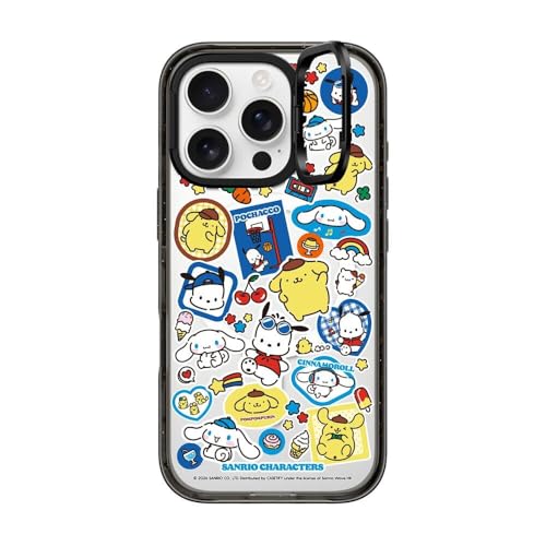 CASETiFY �C���p�N�g �����O�X�^���h iPhone 16 Pro �P�[�X [Sanrio Puppy Pals Co-lab/�X�^���h�@�\/MagSafe�Ή�/�ϏՌ�] - Sanrio Puppy Pals Sticker Mania Case 