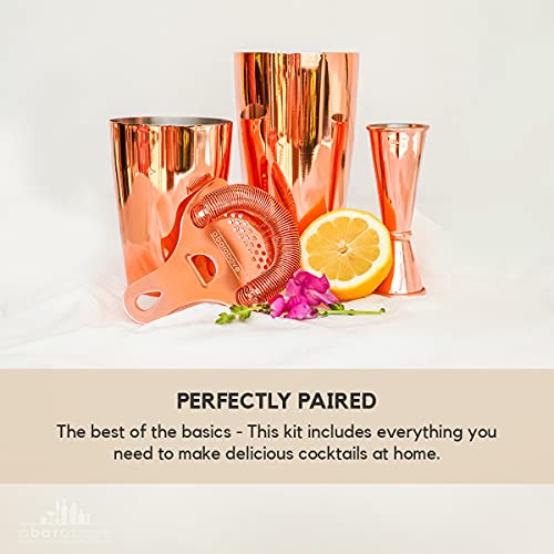 A Bar Above Copper Cocktail Shaker Set – 4-Piece Copper Bar Set For Business Or Home Bar – Includes Hawthorne Strainer & Japanese Jigger – Professional Bar Accessories For The Home Bar Set #TOP4