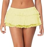 Seyumixi Women Lace Ruffle Bloomer Skirt Frill Tiered Short Skater Skirts Cute Layered Flowy A Line Mini Underskirt(Cute Yellow,S)