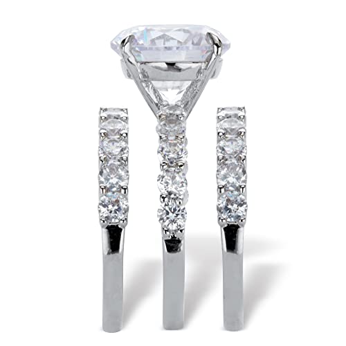 PalmBeach Platinum-plated Sterling Silver Round Cubic Zirconia Bridal Ring Set Sizes 6-102