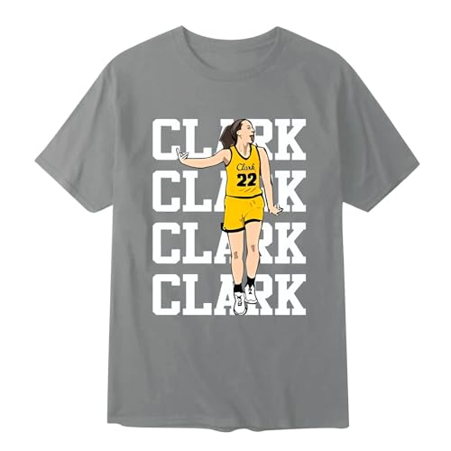 Generic Clark Basketball Shirt Sport Fans Gifts for Adult Girls Boys Youth Short Sleeve Basketball Jersey T-Shirts Tee Blue, XX-Large