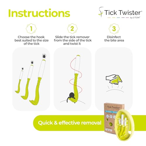 Tick Twister 3 Zeckenhaken für Hunde, Katzen und Menschen – Zeckenzange 3er Set mit Aufbewahrungsbox Sicheres Entfernen ohne Schmerzen – Ideal für Outdoor-Aktivitäten (Grün, 1er-Set)