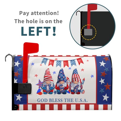 Image of American Patriotic Mailbox Covers Magnetic Standard Size 18 inchX21 inch American Flag Magnetic Mail Box Covers 4Th of July Holiday Mailbox Wraps Post Letter Box Cover for Garden Yard Outside