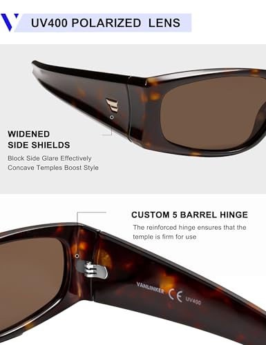 VANLINKER Trendy Rave Y2K Polarized Rectangle Sunglasses for Women Men 2025 Fashion Designer Shades VL98614