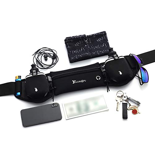 Ajcoflt Bolsa de cintura Cinto de corrida com garrafas de água Bolsa de telefone à prova d'água par