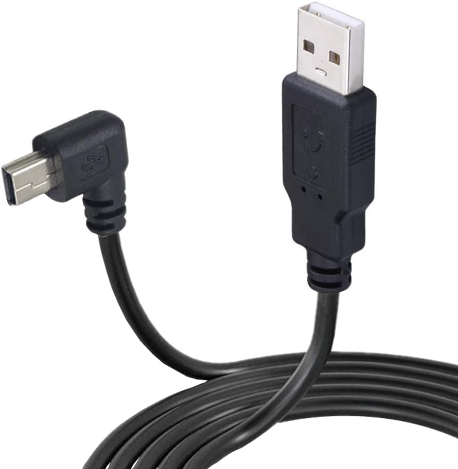 USB 2.0 A Male To Mini USB Cable 90 Degree Angled Data Sync And Fast Charge For Car Dash Cam DVR GPS Navigator Digital Cameras (3M Left Angle)