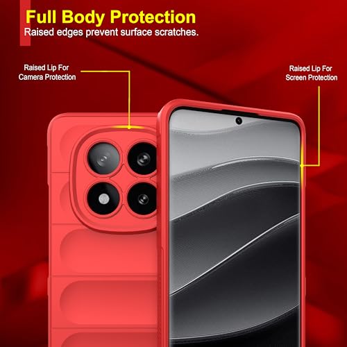 Image of Zapcase Back Case Cover for Mi Redmi Note 14 Pro Plus 5G | Compatible for Mi Redmi Note 14 Pro Plus 5G Back Cover | Liquid Silicon Magic Case with Camera Protection | Red