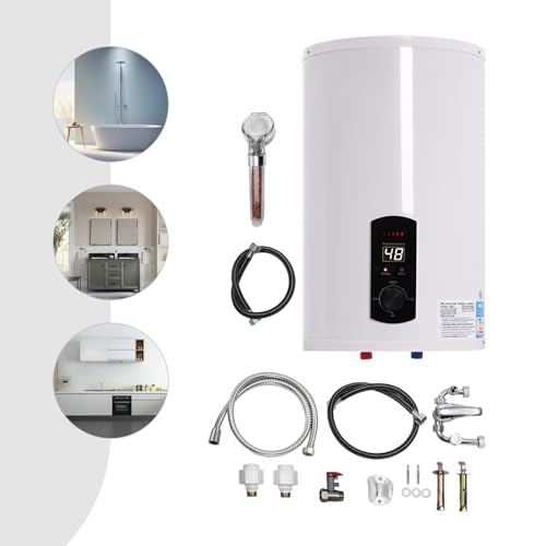 Calentador de agua eléctrico 80L 100L 120L 220V 2000W Depósito Termo eléctrico Caldera de agua caliente Caldera colgante de pared Caldera de agua con pantalla LED para cocina jardín baño caravana (50L