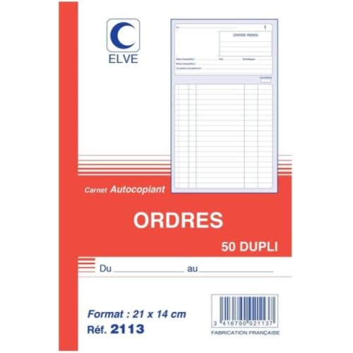 Lot de 10 Carnet d'Ordres - A5 - 50 dupli