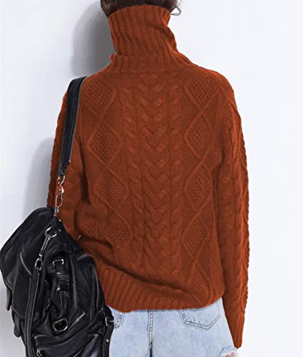 Image of Wool Sweaters Women's Turtleneck Pullover Female Loose Long Sleeve Tops Winter Thick Knitted Jumper