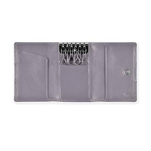Tri-fold Key Wallet/Holder [Full-grain Leather] 6 Hooks & 2 Card Slot3