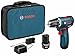 Bosch PS32-02 Cordless Drill Driver - 12V Brushless Compact Drill with 2 Lithium Ion Batteries, Charger & Soft Carrying Case