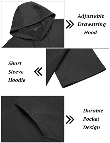 Coofandy Men's Tracksuit 2 Piece Short Sleeve Hoodie Pullover Jogging Track Suit Athletic Casual Sweatsuit Dark Grey #TOP4