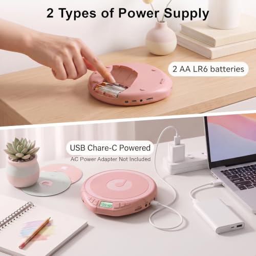 Image of Gueray CD Player Portable with Earphones, CD Discman AUX Cable for Car Home