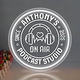 Custom Recording Studio Neon Sign Personalized Podcast Studio Neon Light Recording Room On Air Sign Podcast Radio Music Club Wall Art Microphone Led Light