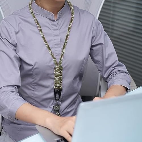 Cordón de Paracaídas, 2Piezas Lanyard Largos para el Cuello, Cordón de Paracord Trenzado, Cordones para Llaves Cámaras Tarjetas de Identificación Movil Camping Senderismo Mochila Ajuste Hombres Mujer - imagen 7