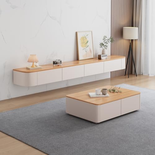 Floating TV Stand - Wall Mounted Media Console with 2 Drawer, Floating Entertainment Center TV Cabinet, Wall Mounted Audio/Video Shelf for Home Room (Wood, 47.24x7.87x9.45IN) - Image 5