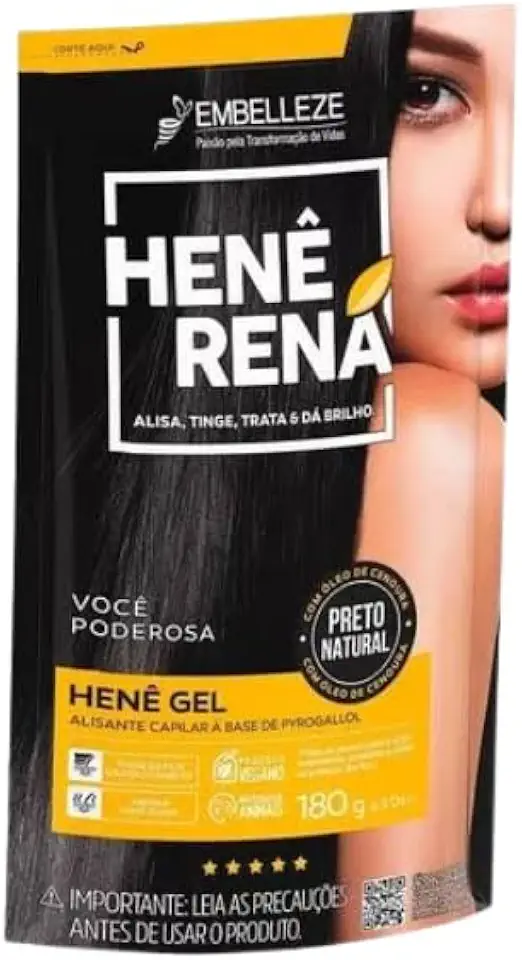 Alisante Henê Gel Rena Preto Natural Embe-lleze 180g