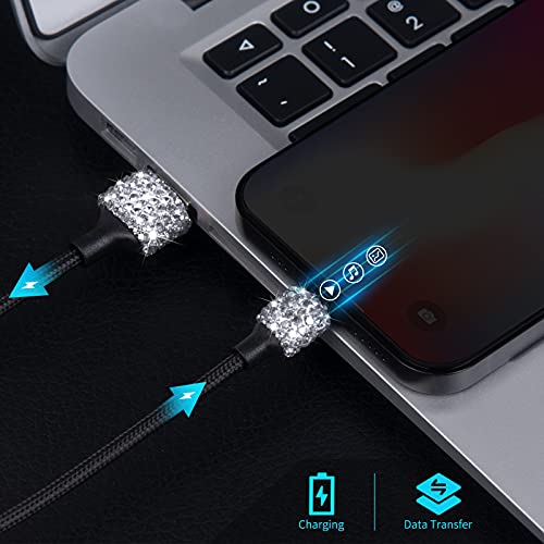 Micro USB Cable (3-Pack,3.3FT) Android Charger, Bling Micro USB Charger Cable Long Android Phone Charger Cord Compatible with Galaxy S7 S6 Edge J7 S5,Note 5 4,LG 4 K40 K20,MP3,Kindle,MP3,Tablet-White