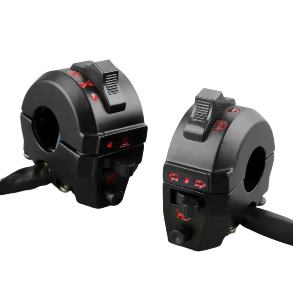 Motorcycle Handlebar Control Switch 22mm 7/8 Inch Left and Right Side Low Beam Turn Horn Switch Compatible with ATV
