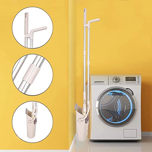 Image of ROUMYKS Broom and Dustpan Set Stand Up Broom Head and Dust Pan Combo, Remove Hair with Built-in Wisp Scraper - Kitchen, Outdoor, Hardwood Floor (Beige)