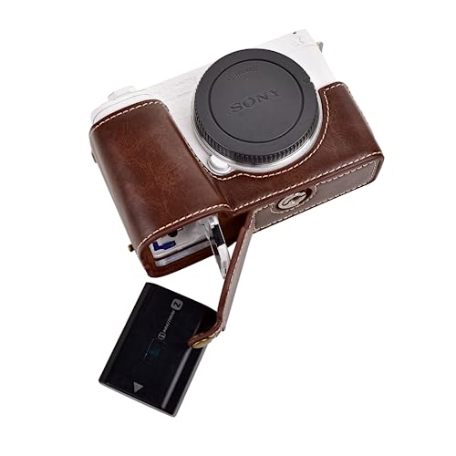 Rieibi ZV-E1 Camera Case, PU Leather Camera Half Case Compatible for Sony ZV-E1, ZVE1,Coffee - Image 4