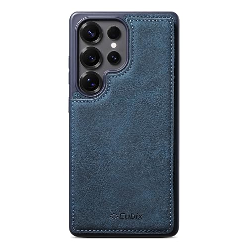 Image of Cubix Wallet Series Back Cover Case for Samsung Galaxy S25 Ultra | PU Leather Card Holder Flip Cover | 2 Card Slots | Slim TPU Shockproof Design | Camera Protection (Blue)