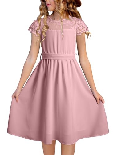 blibean Girls Summer Flower Dresses Semi Formal Lace Wedding Dress Size 6-15 Years