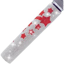 Wireless Microphone Cover Compatible with Sure SLX2, BLX2 / SM58, BETA58, BETA87, PG58 Decorate Mic Shining on Tours & TV Shows, Red Star Silver Crystal Stone Mic NOT Included