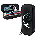 かわいいシャチ(シャチ)ロゴ ペンケース 多機能 筆箱 Pu皮革 文具収納 ポーチペンシルケース化粧ポーチペンケース軽量 大容量 男女兼用 通学 小学生 鉛筆ケース ペン袋