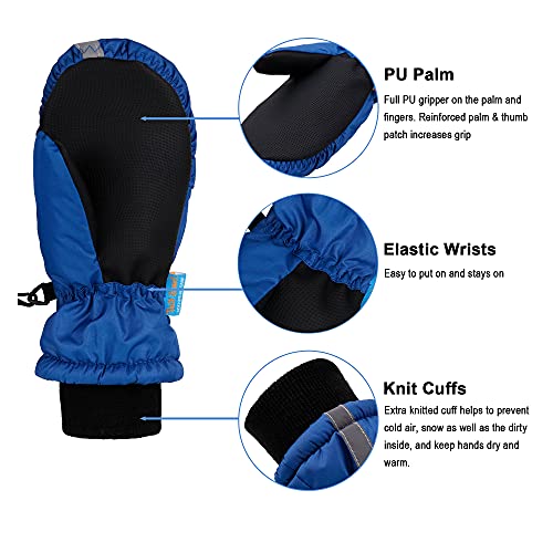 SimpliKids Kids Gloves Winter Mittens Insulation Waterproof Boys Snowboard Mittens,S,Navy