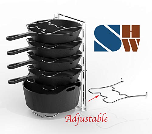 Simple Houseware 7 Adjustable Compartments Pot And Pan Organizer Rack Lid Holder, Chrome #TOP1