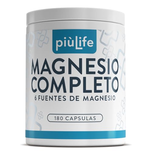 Magnesio Complex 1500mg 180 Cápsulas PiùLife, 300mg Magnesio Puro, Magnesium 6 en 1 Con Magnesio Bisglicinato, Citrato, Pidolato, Carbonato, Gluconato Y Óxido, Suplemento Músculos, Huesos, Estrés