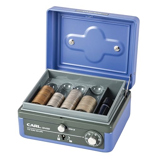 カール事務器 手提げ金庫 小型 キャッシュボックス B7 ブルー CB-8100-B