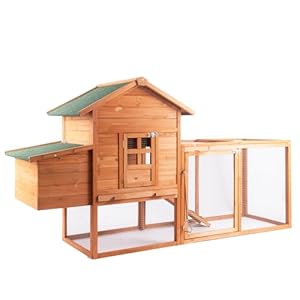 GOJOOASIS 80″ Chicken Coop for 2-4 Chickens Outdoor Wooden Hen House Poultry Pet Hutch for Backyard w/Run Cage & Nesting Box(A)