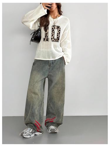 Image of Verdusa Women's Y2k Crochet Tops Jersey Shirts Graphic Going Out Summer Outfits Oversized Streetwear
